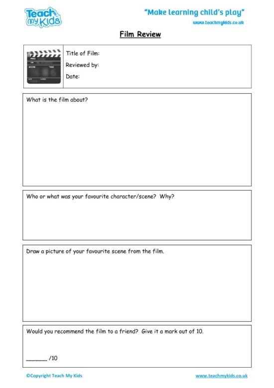 Worksheets for kids - film-Review-1